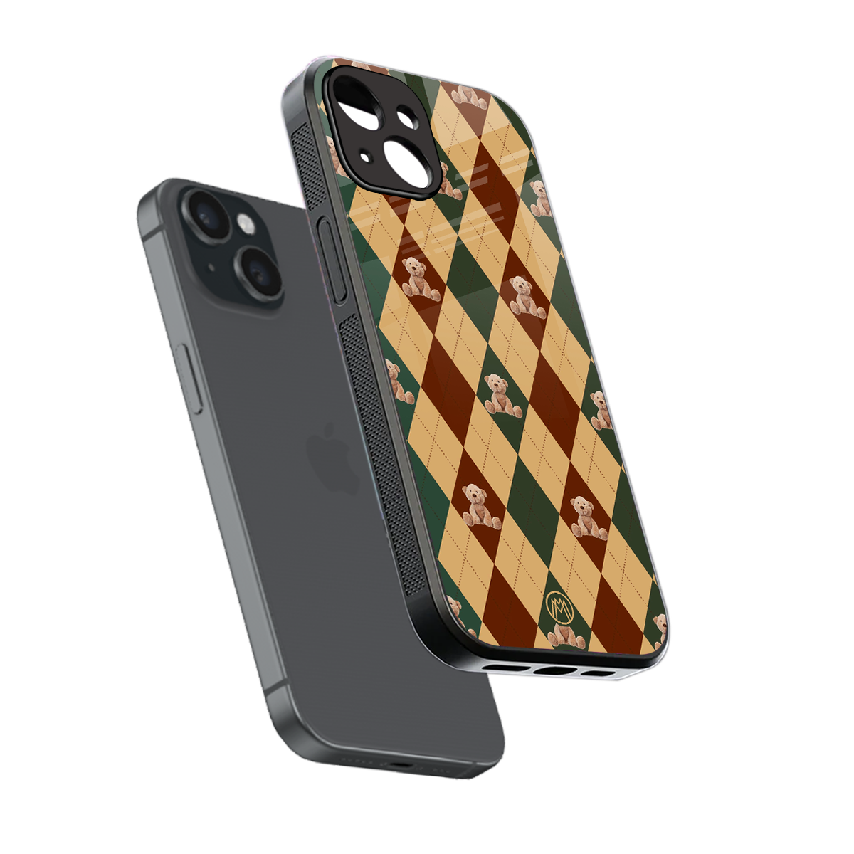 ted checkered pattern back phone cover | glass case for iphone 13 mini