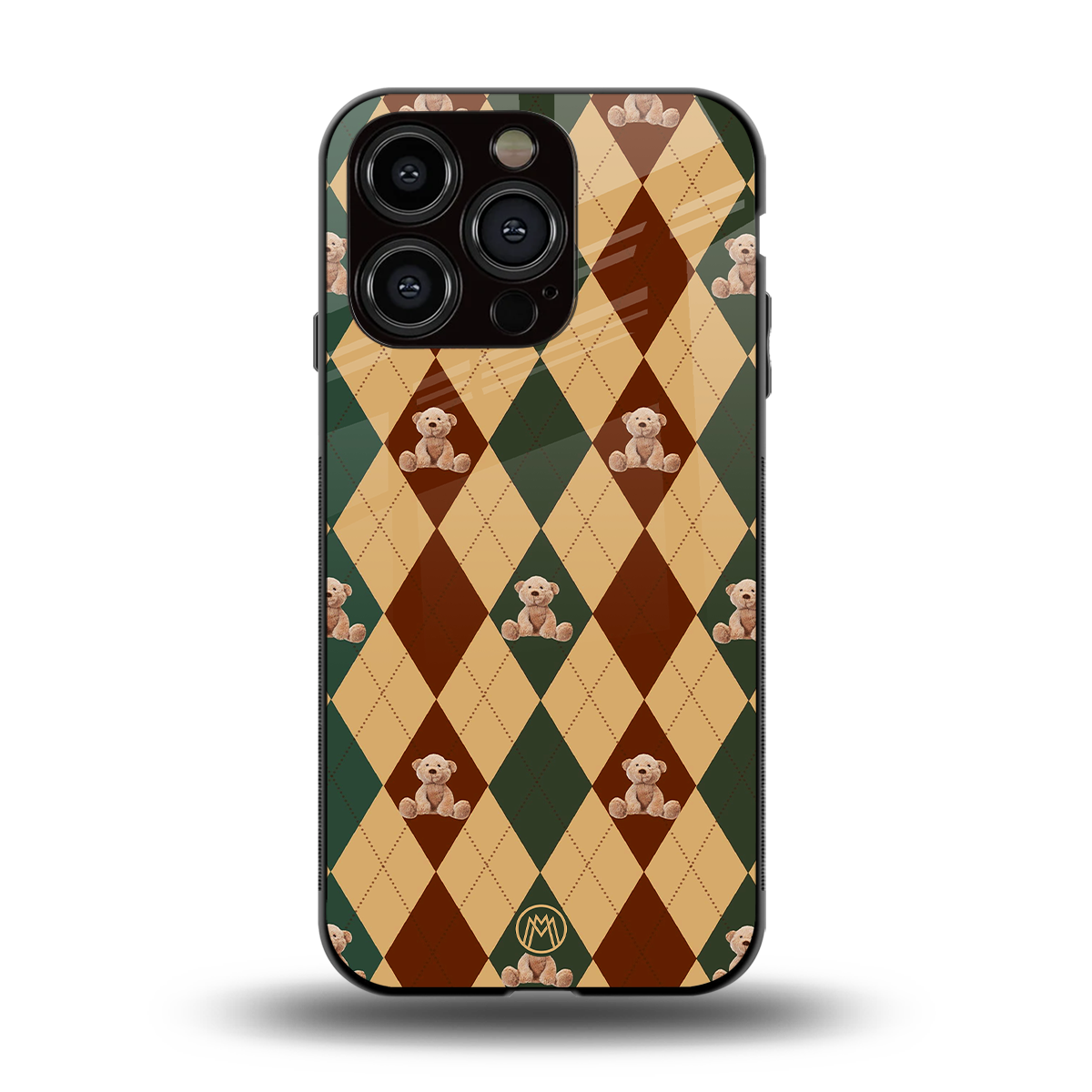ted checkered pattern back phone cover | glass case for iphone 14 pro