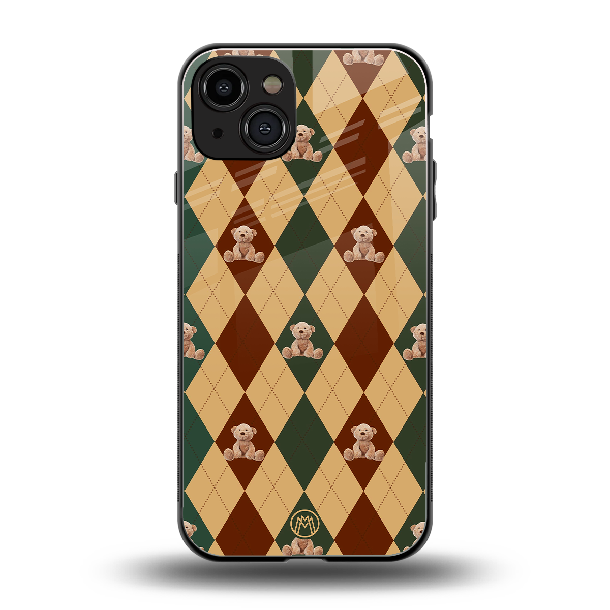 ted checkered pattern back phone cover | glass case for iphone 15