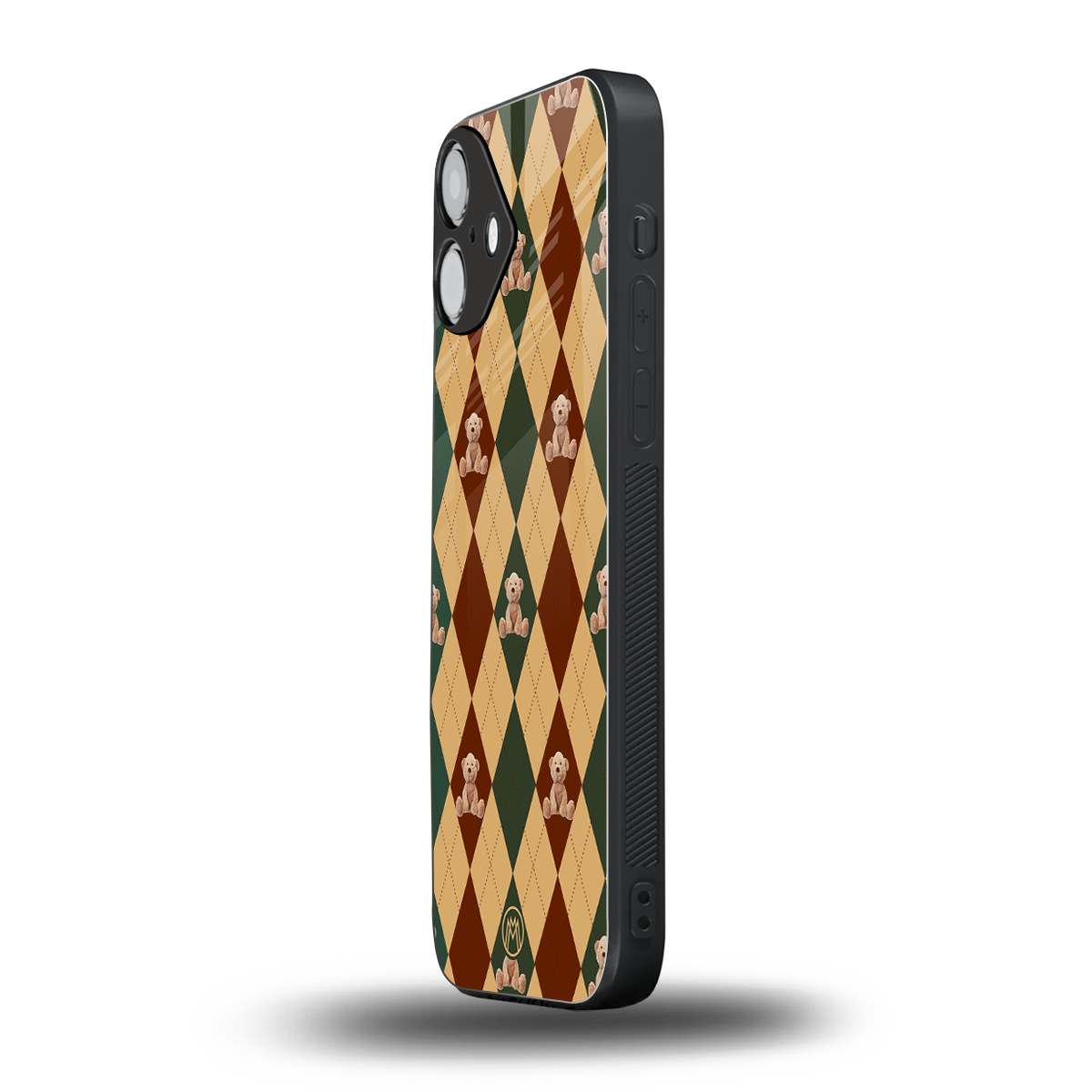 ted checkered pattern back phone cover | glass case for iphone 16 plus