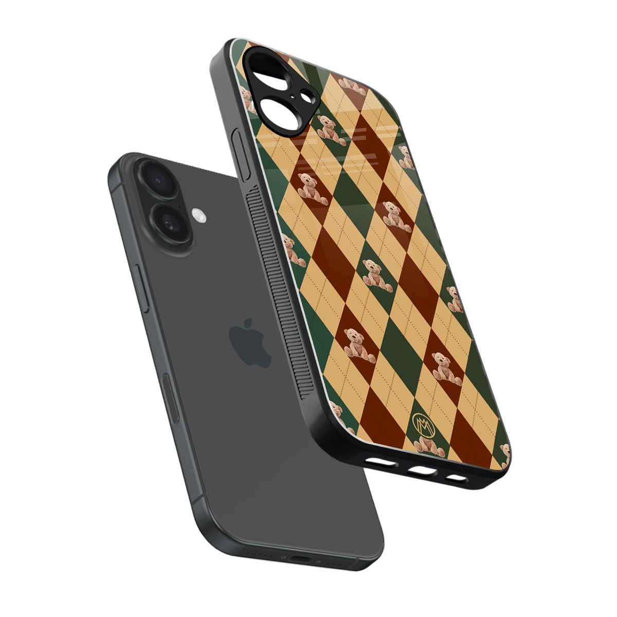 ted checkered pattern back phone cover | glass case for iphone 16
