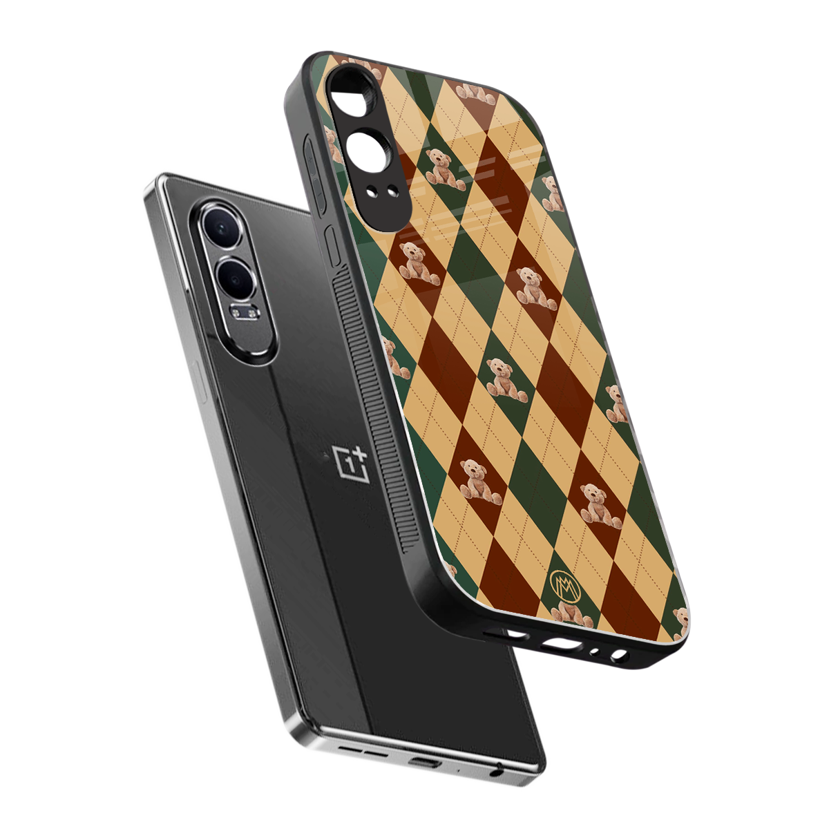 ted checkered pattern back phone cover | glass case for oneplus nord ce 4 lite