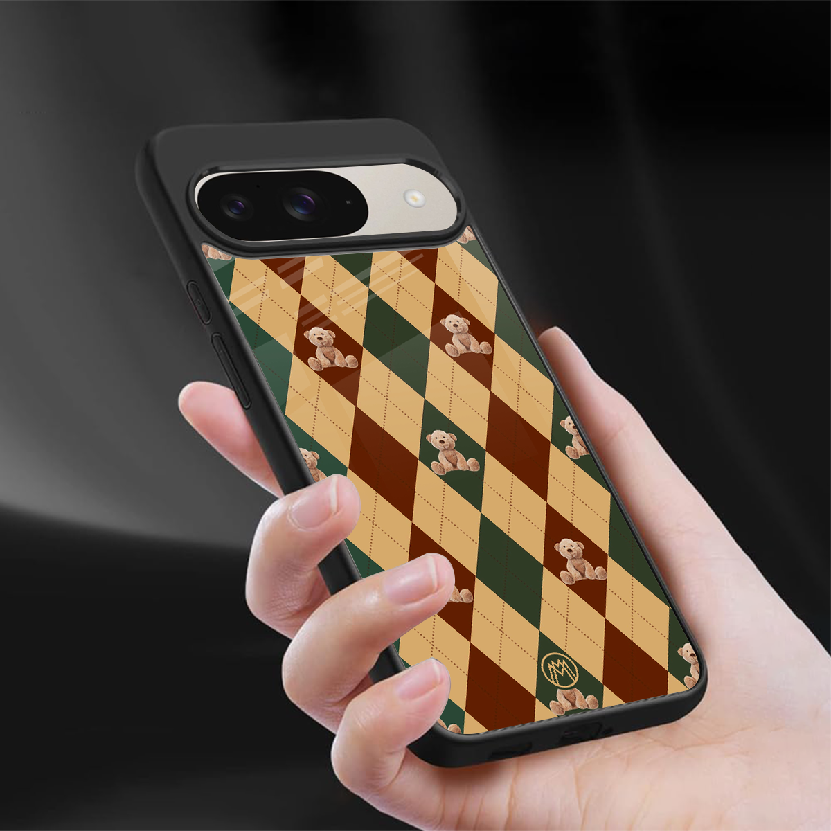ted checkered pattern back phone cover | glass case for google pixel 9