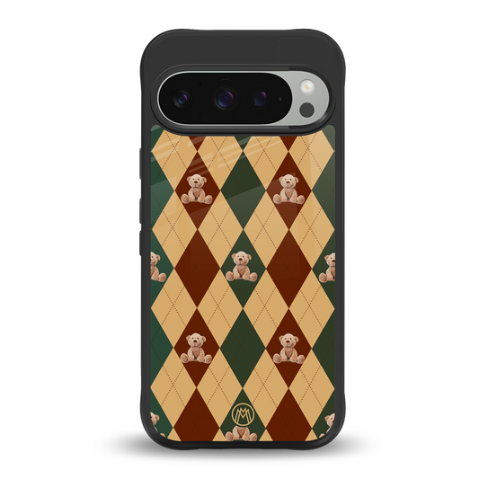 ted checkered pattern back phone cover | glass case for google pixel 9 pro