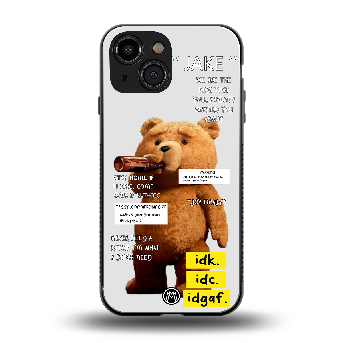 teddy back phone cover | glass case for iphone 13 mini