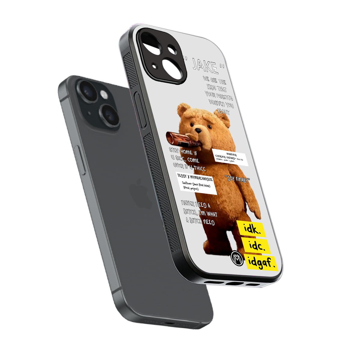 teddy back phone cover | glass case for iphone 13 mini