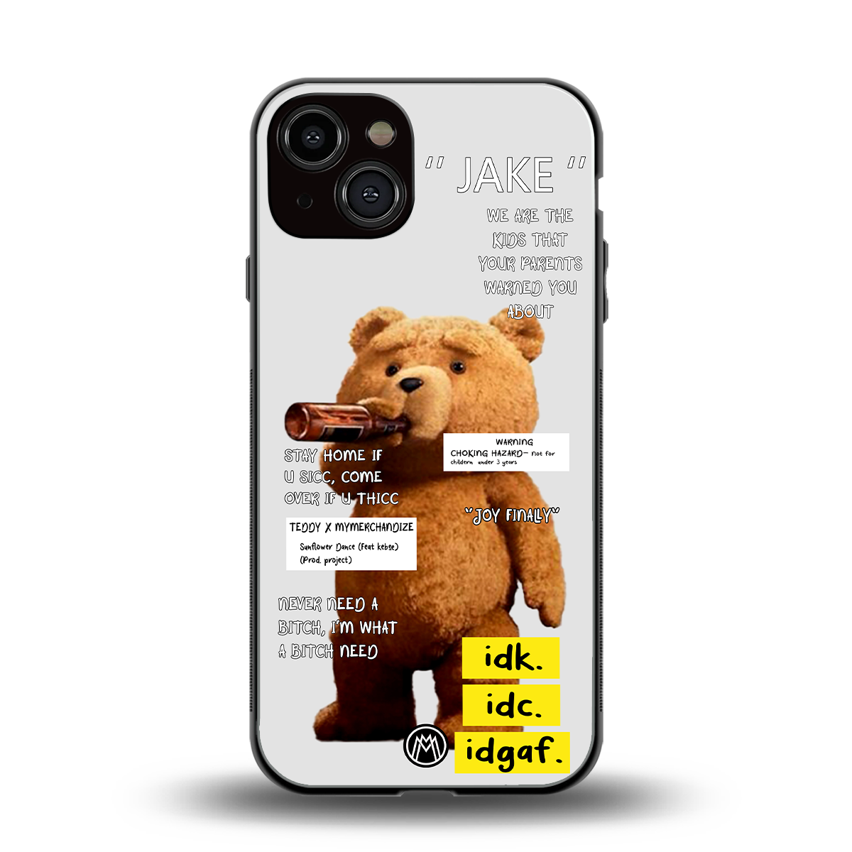 teddy back phone cover | glass case for iphone 13