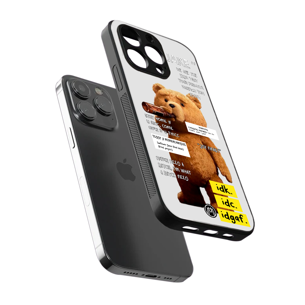 teddy back phone cover | glass case for iphone 14 pro