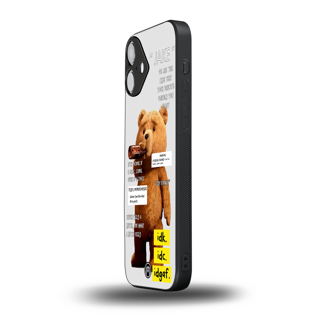 teddy back phone cover | glass case for iphone 16 plus