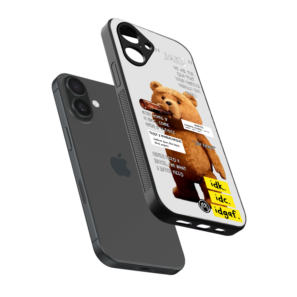 teddy back phone cover | glass case for iphone 16