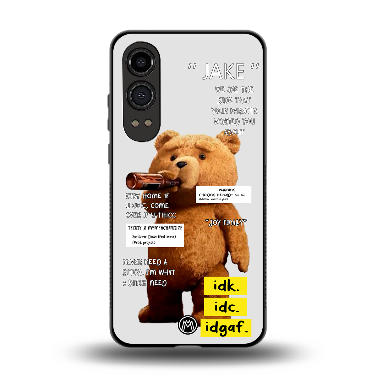 teddy back phone cover | glass case for oneplus nord ce 4 lite