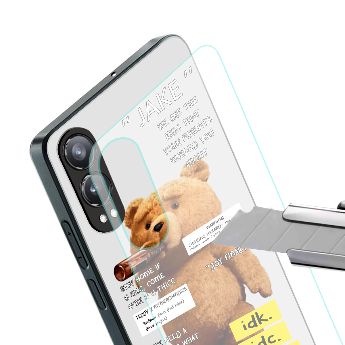 teddy back phone cover | glass case for oneplus nord ce 4 lite