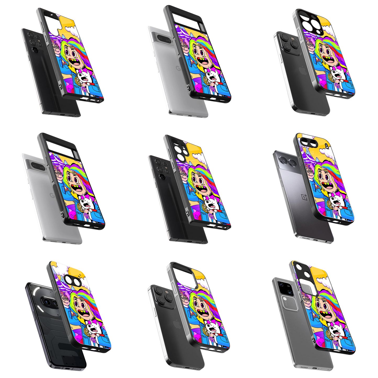 Durable Glass Back Mobile Case for iPhone, Samsung, OnePlus, Google Pixel, Redmi, Vivo, Oppo