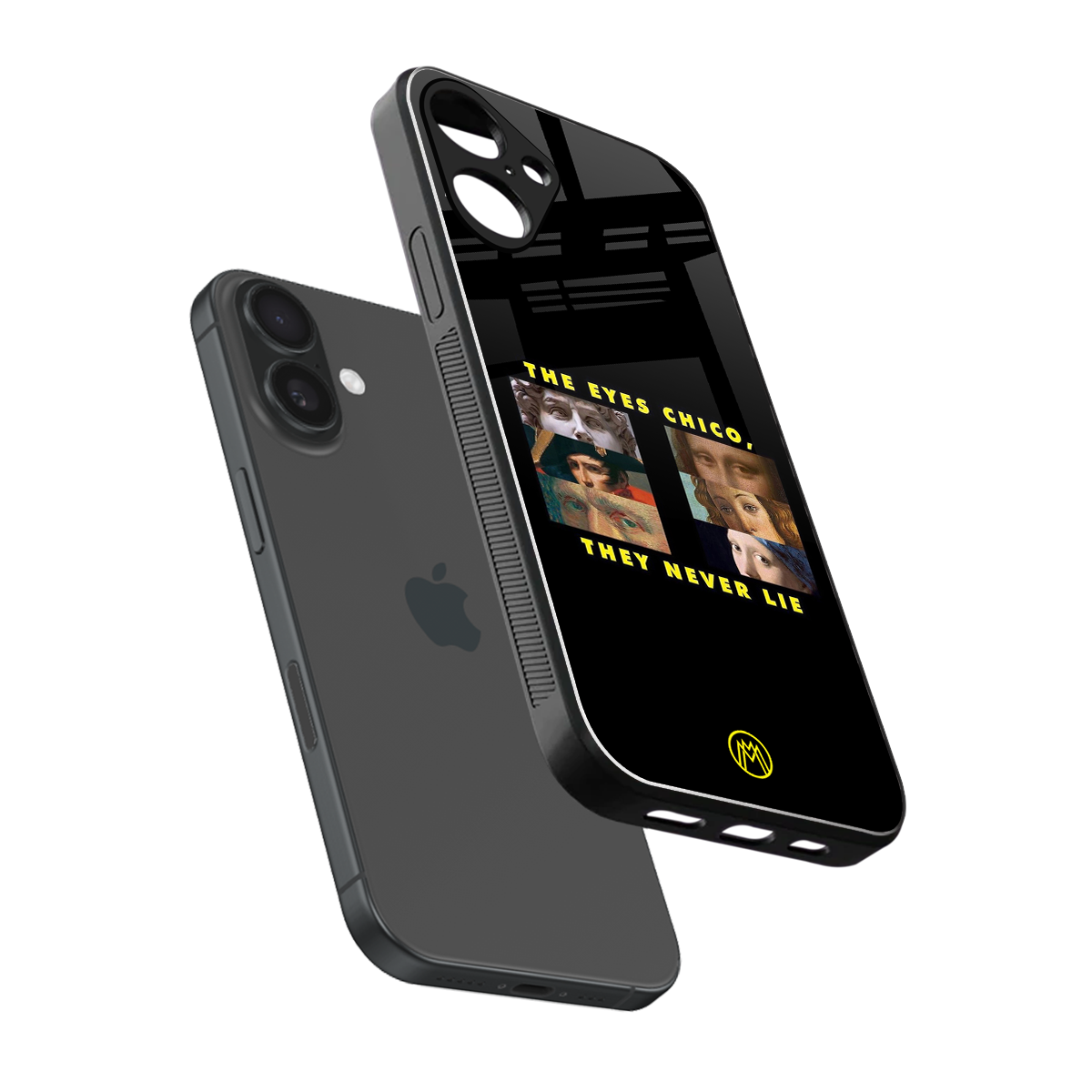 the eyes chico, they never lie movie quote back phone cover | glass case for iphone 16 plus