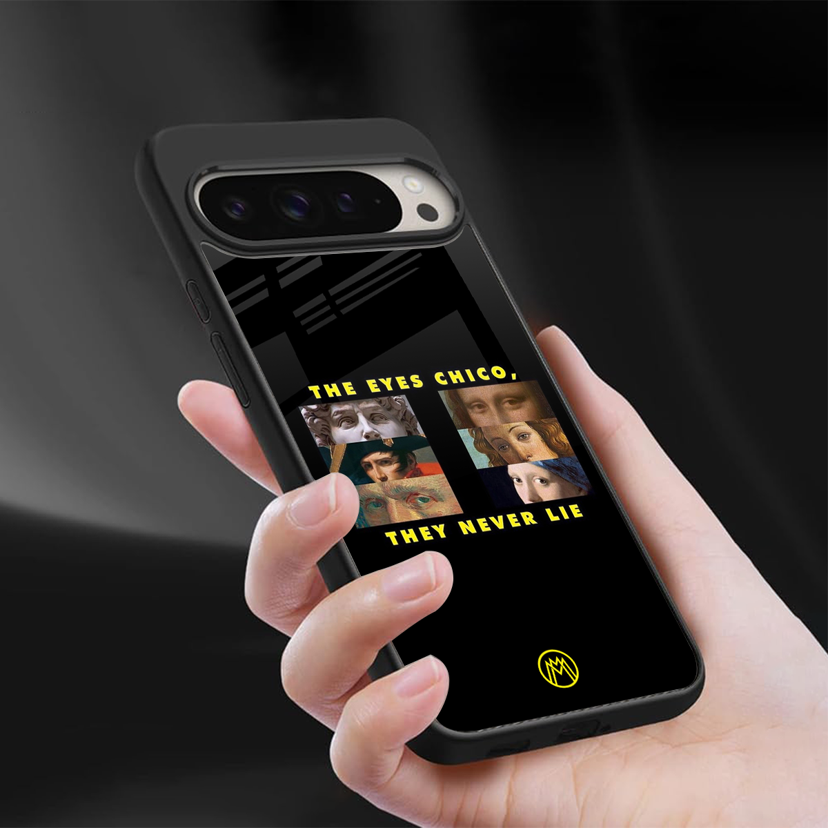 the eyes chico, they never lie movie quote back phone cover | glass case for google pixel 9 pro