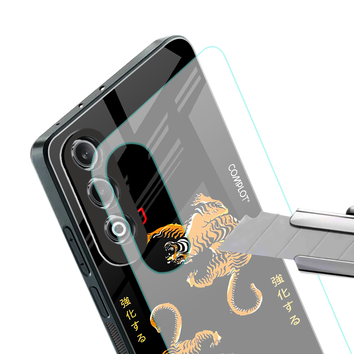 tigers black back phone cover | glass case for oneplus nord ce 4