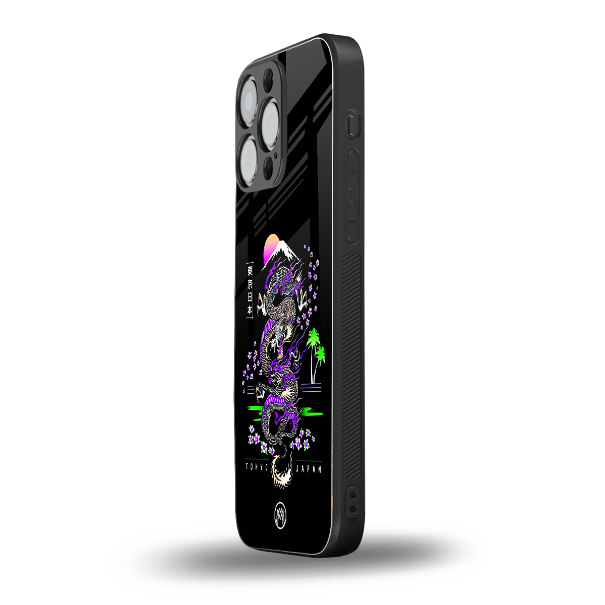 tokyo japan purple dragon black back phone cover | glass case for iphone 13 pro max