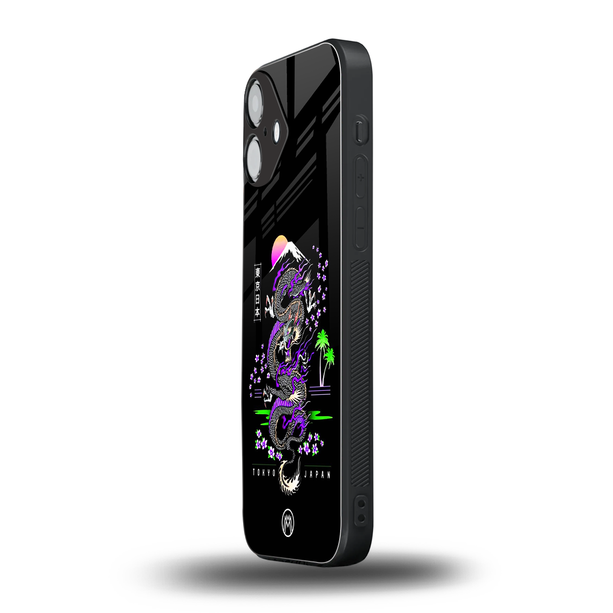 tokyo japan purple dragon black back phone cover | glass case for iphone 16 plus