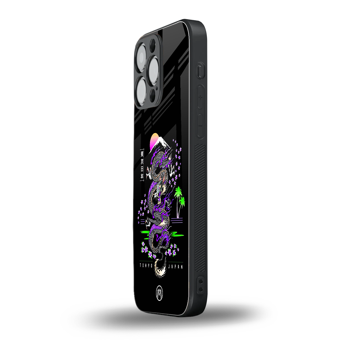 tokyo japan purple dragon black back phone cover | glass case for iphone 16 pro max