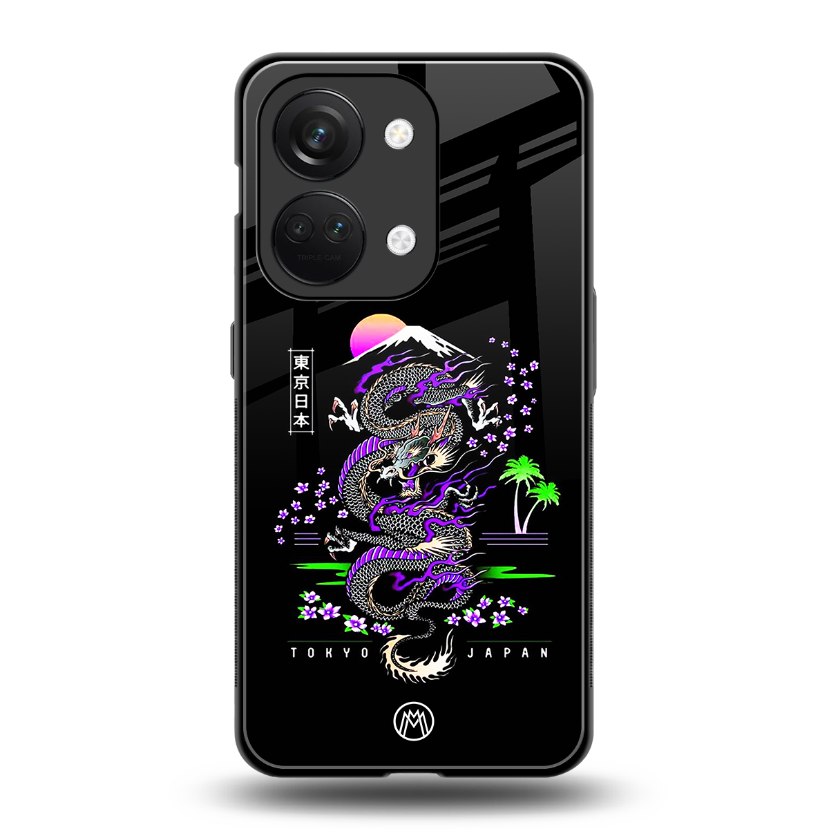 tokyo japan purple dragon black back phone cover | glass case for oneplus nord 3