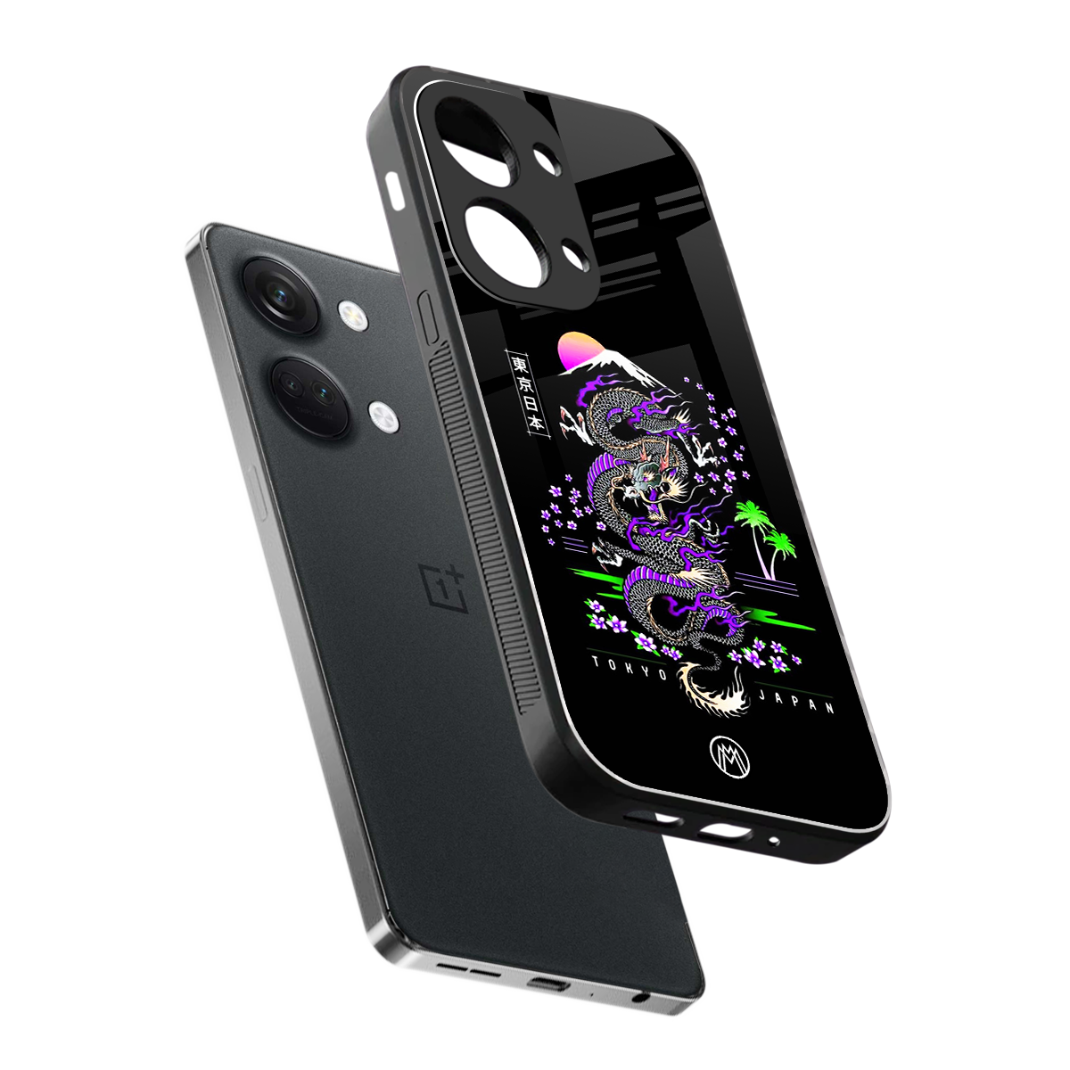tokyo japan purple dragon black back phone cover | glass case for oneplus nord 3