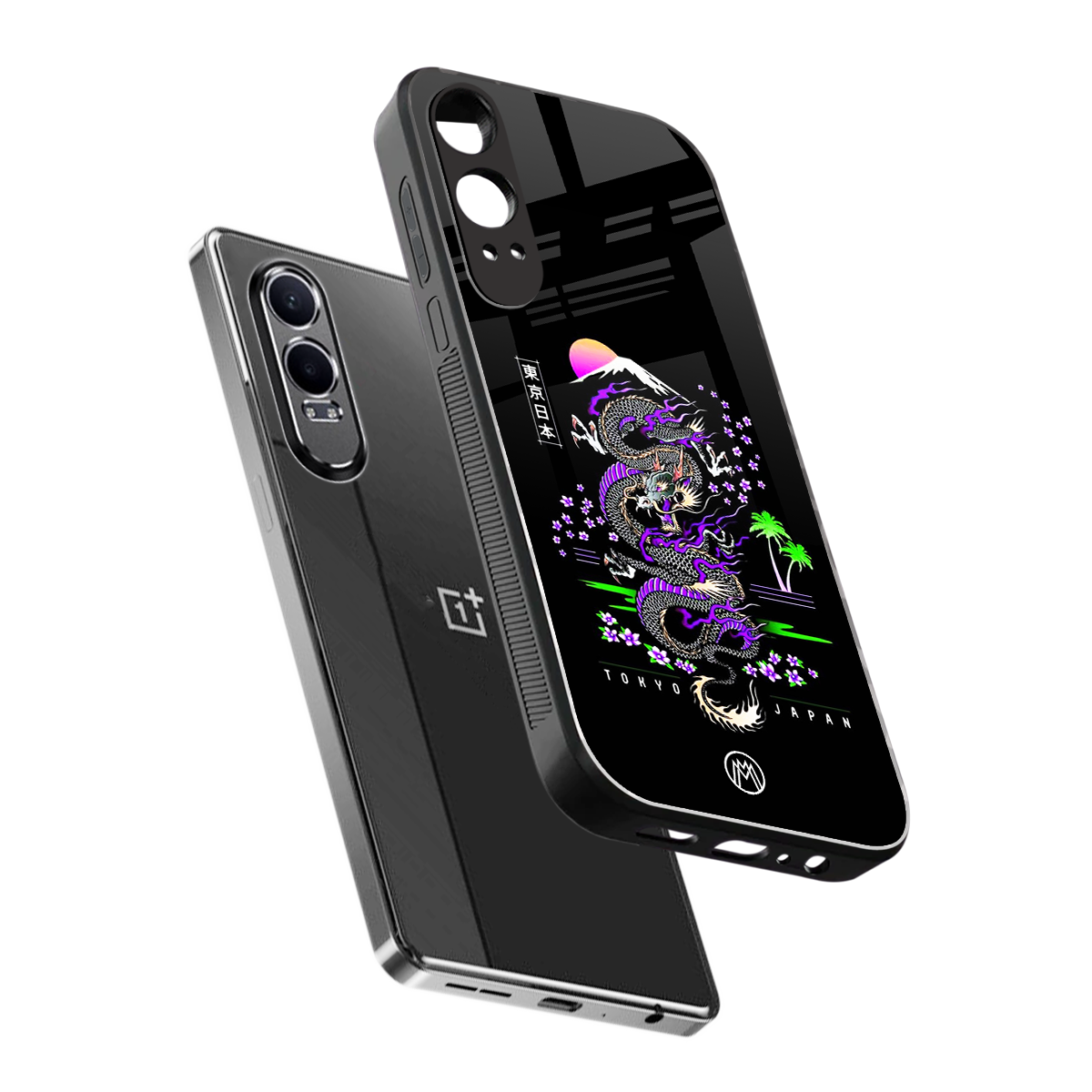 tokyo japan purple dragon black back phone cover | glass case for oneplus nord ce 4 lite