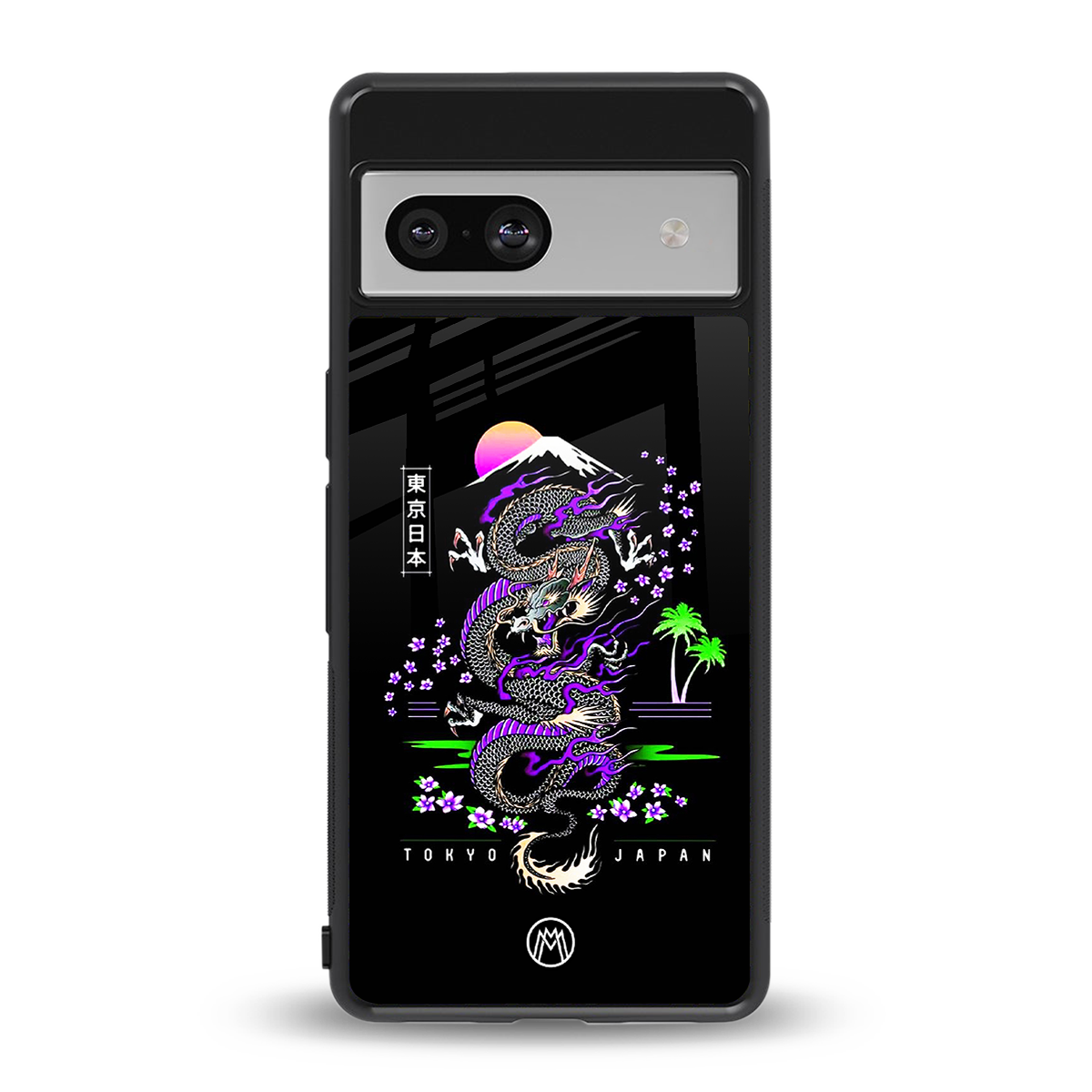 tokyo japan purple dragon black back phone cover | glass case for Google Pixel 7