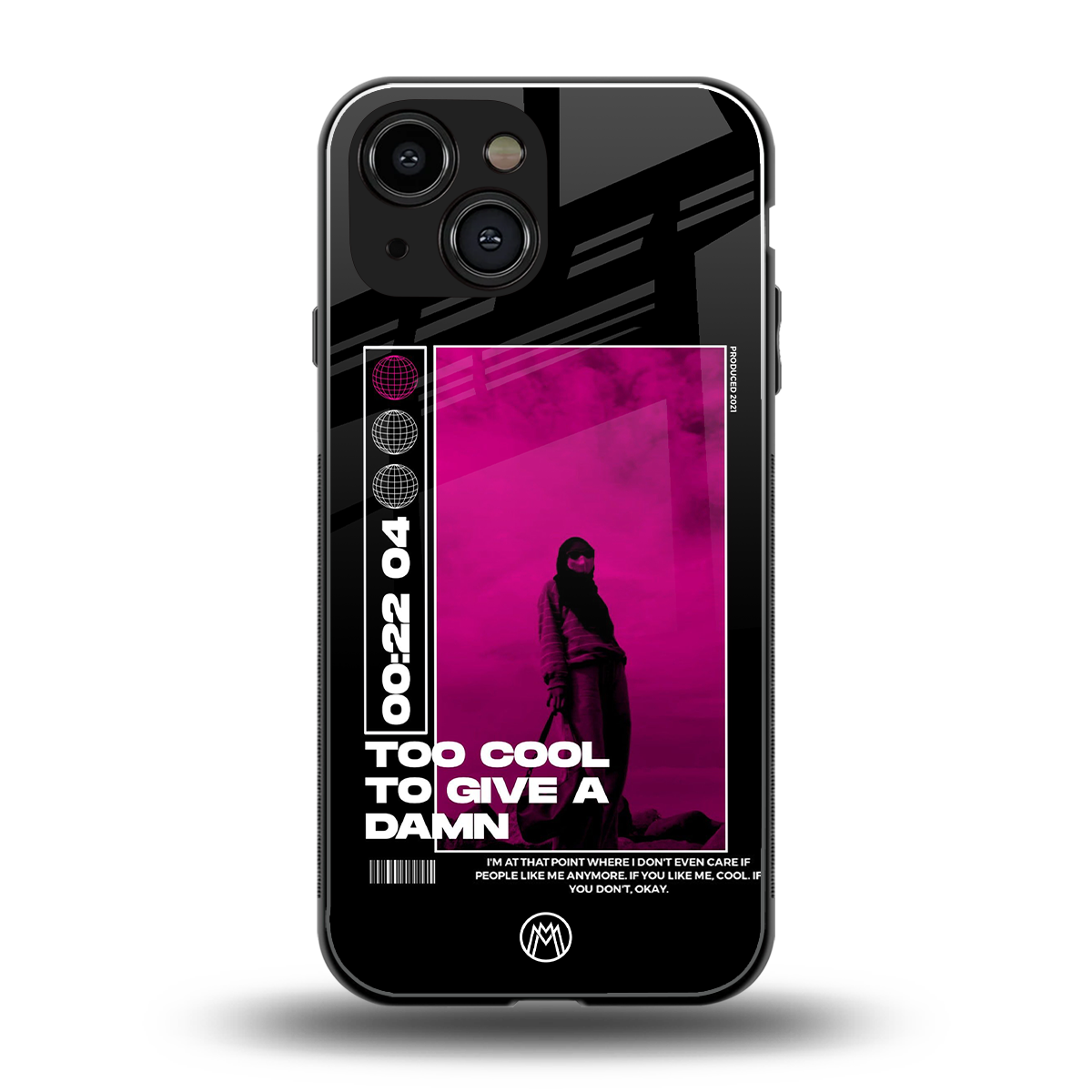 too cool to give a damn back phone cover | glass case for iphone 13 mini