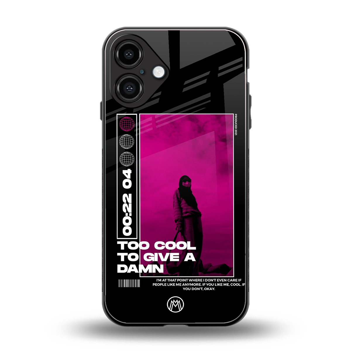 too cool to give a damn back phone cover | glass case for iphone 16 plus