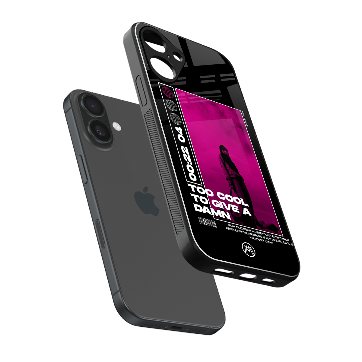 too cool to give a damn back phone cover | glass case for iphone 16 plus