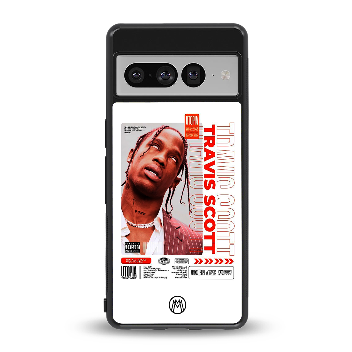 travis scott utopia back phone cover | glass case for google pixel 7 pro