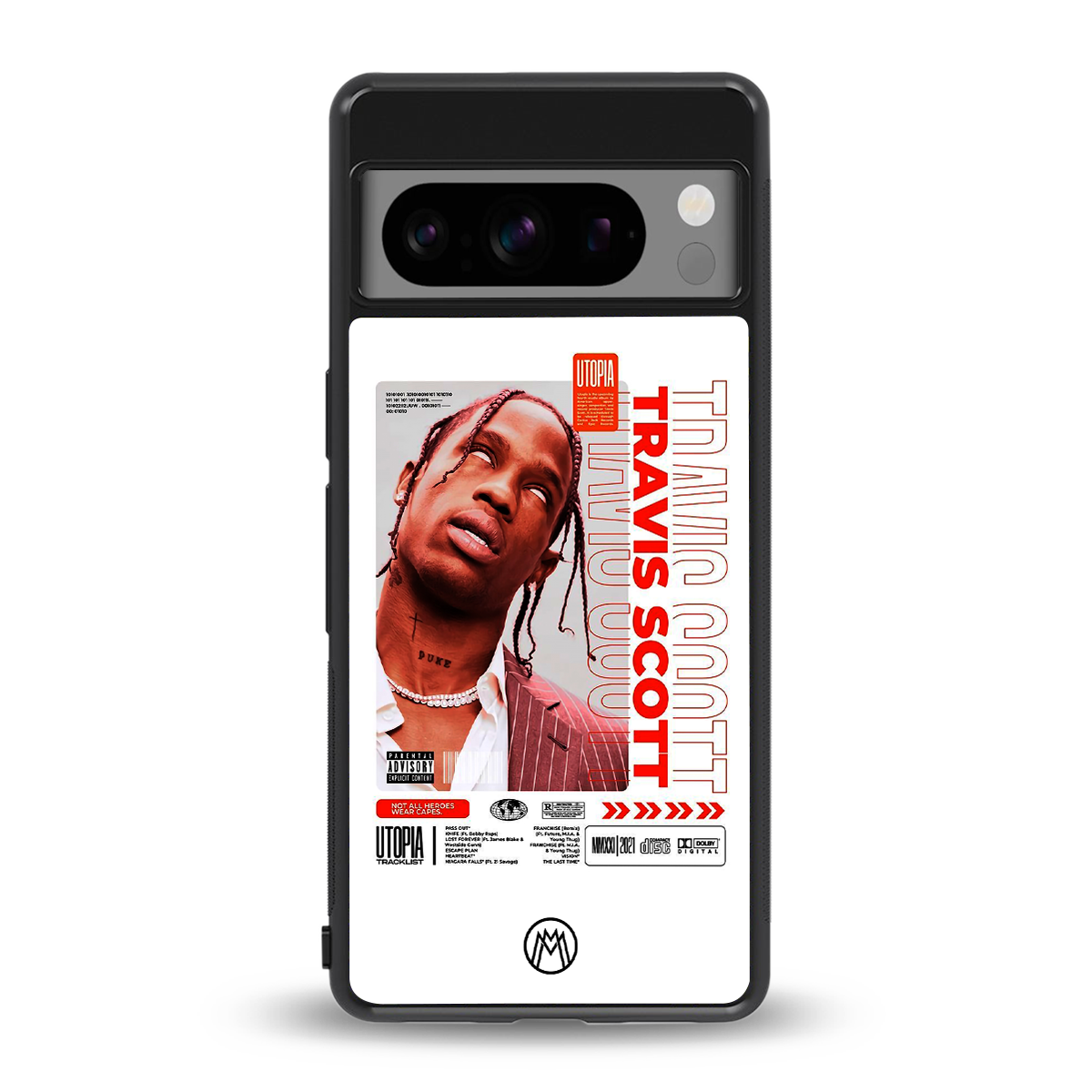 travis scott utopia back phone cover | glass case for google pixel 8 pro