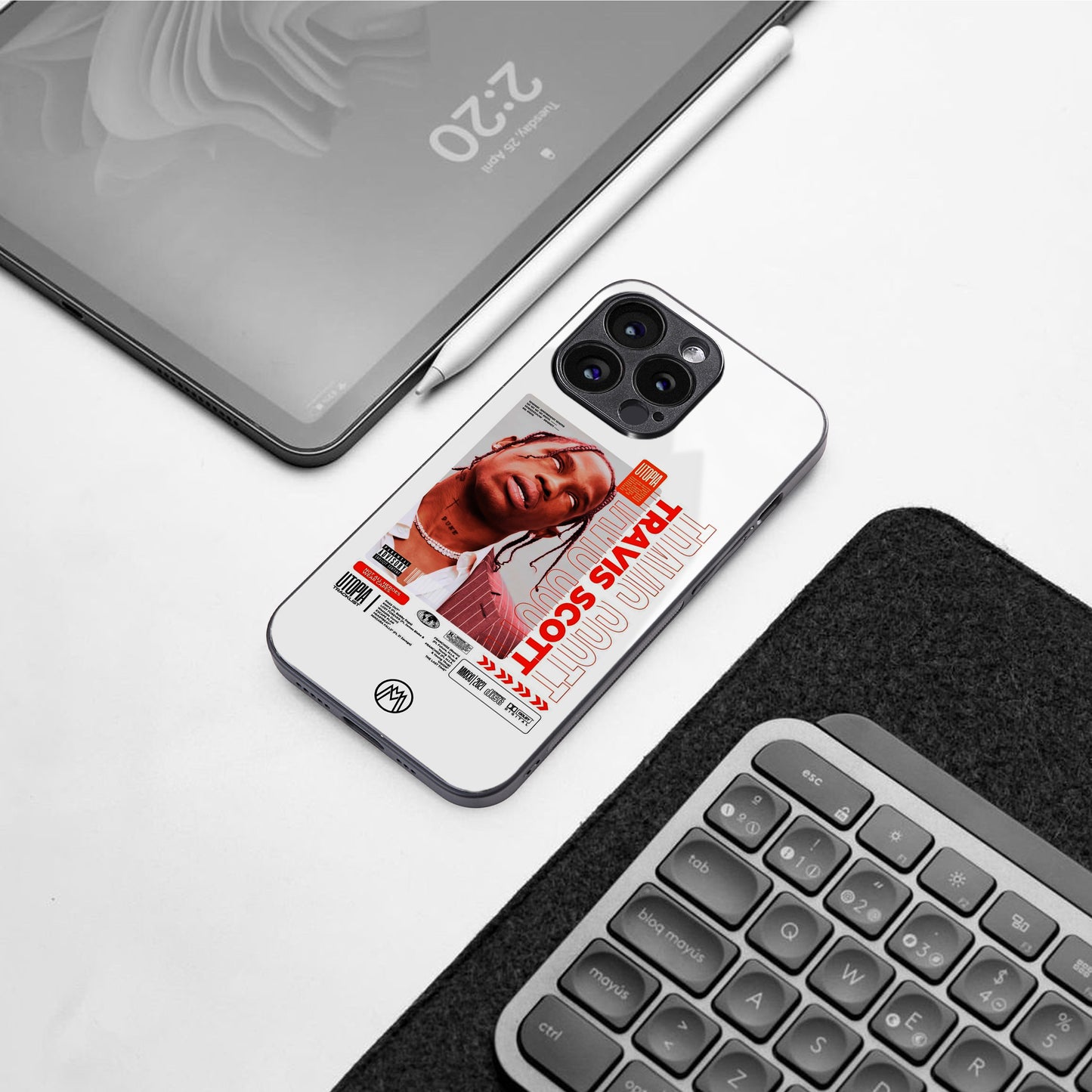 travis scott utopia back phone cover | glass case for iphone 16 pro