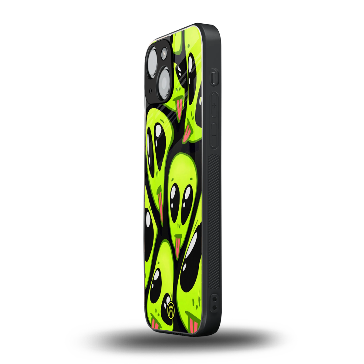 trippy aliens back phone cover | glass case for iphone 13 mini
