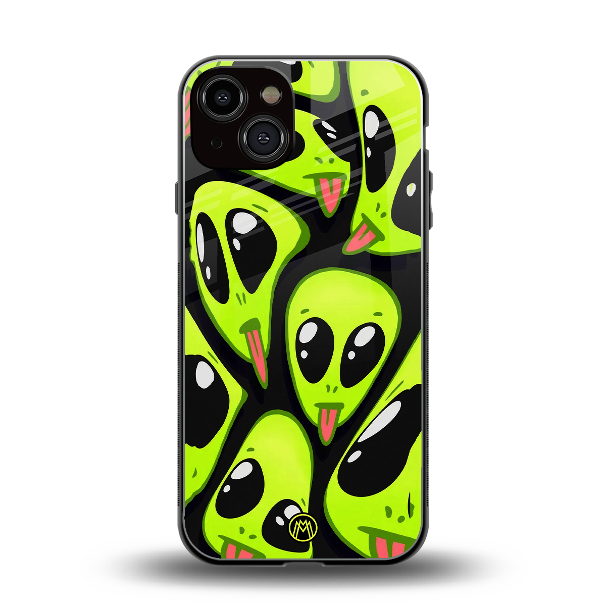 trippy aliens back phone cover | glass case for iphone 13