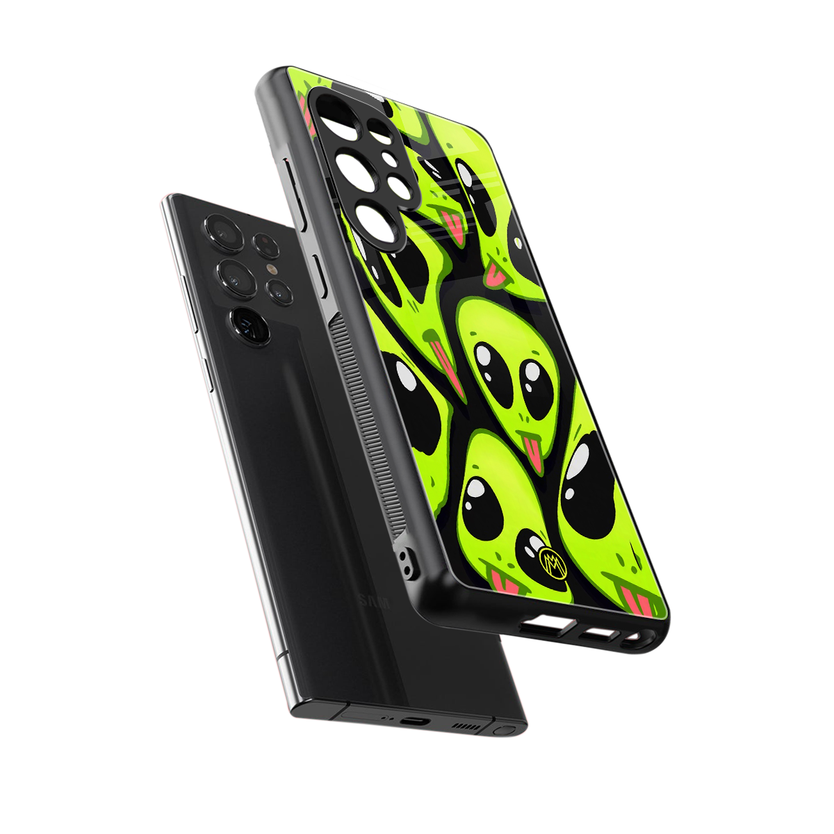 trippy aliens back phone cover | glass case for samsung galaxy s25 ultra