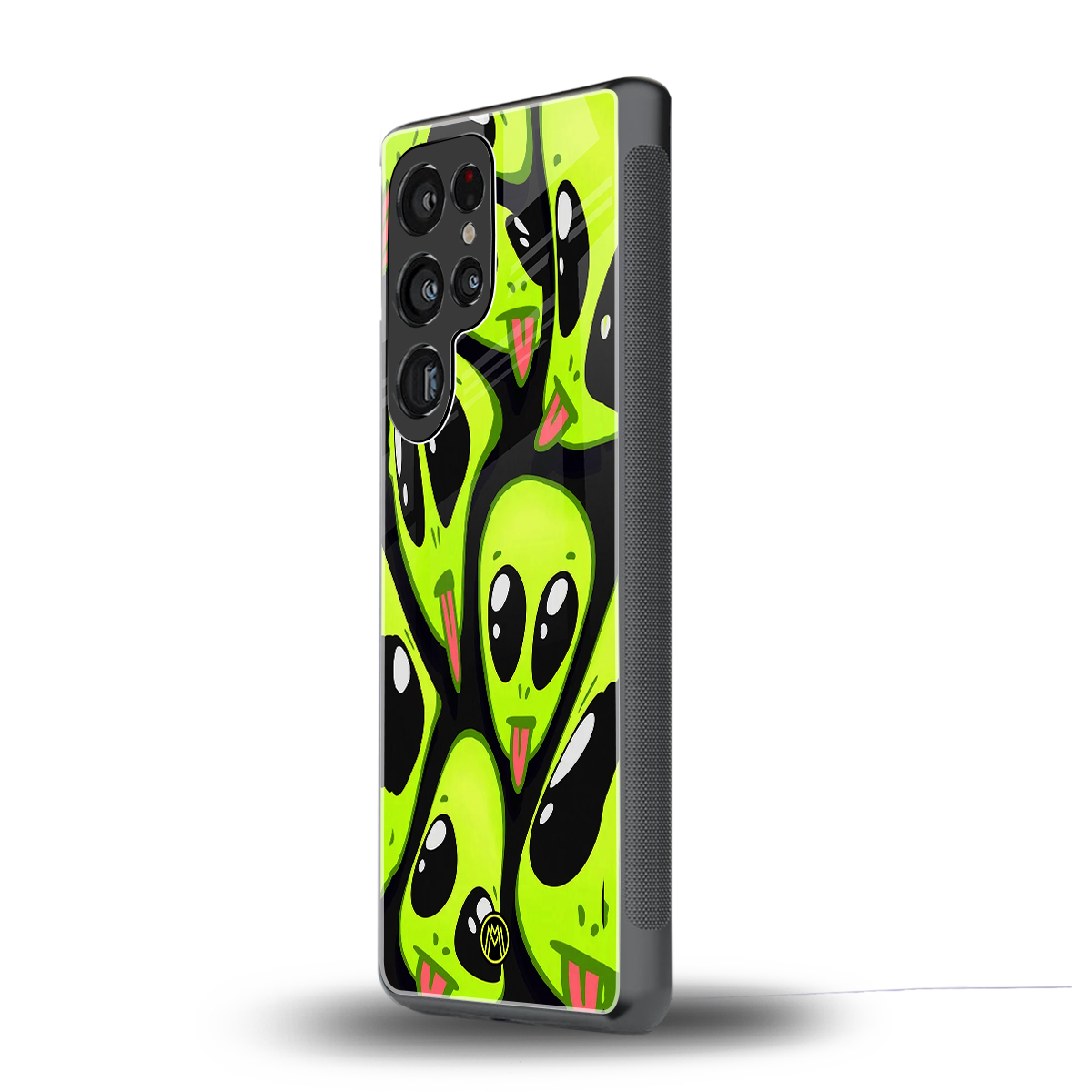 trippy aliens back phone cover | glass case for samsung galaxy s25 ultra