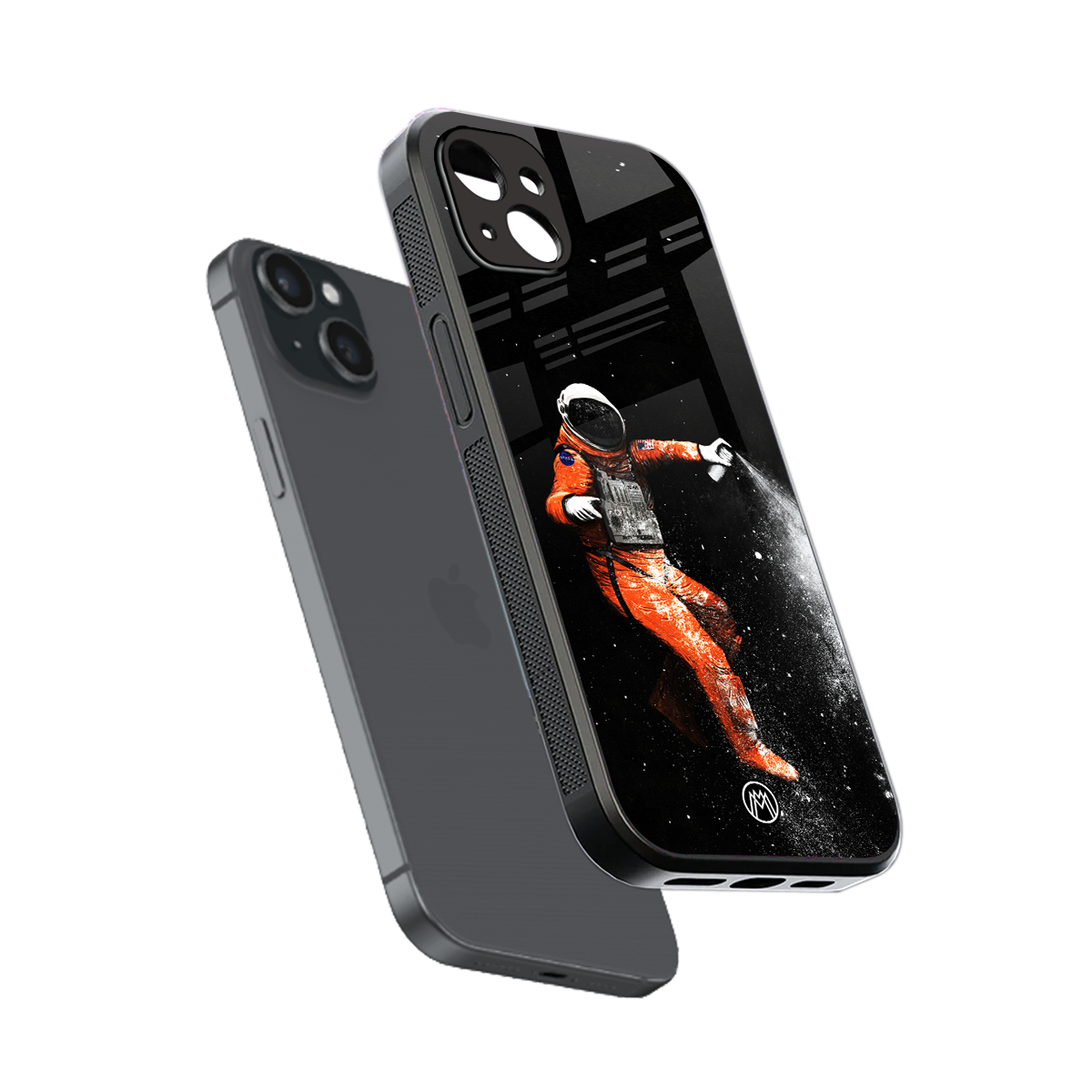 trippy astronaut back phone cover | glass case for iphone 15 plus
