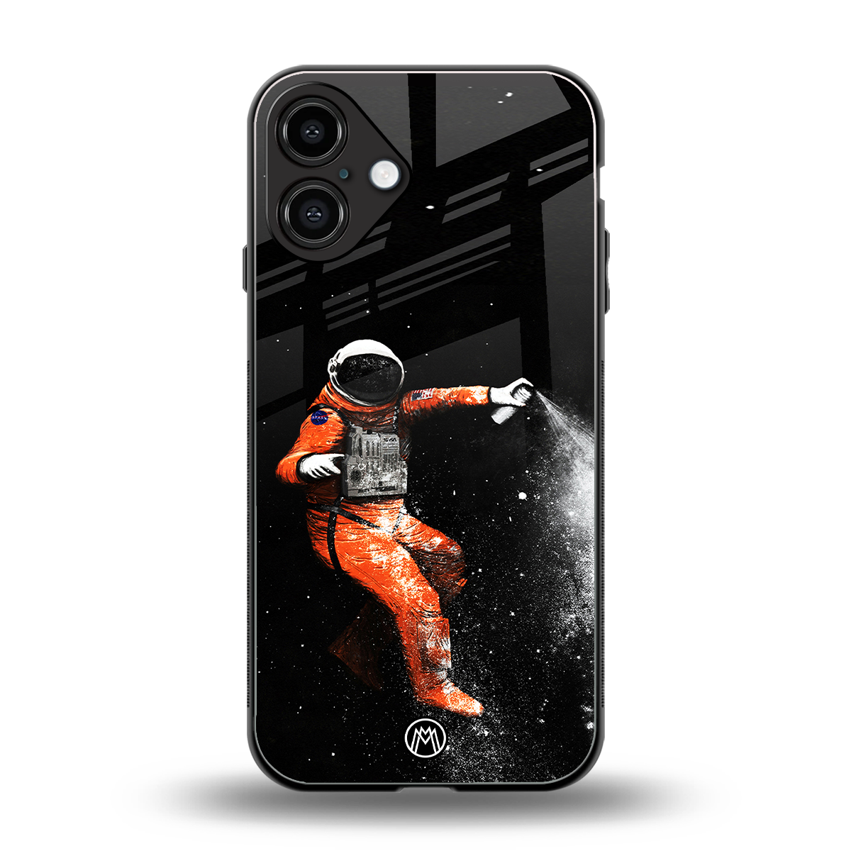 trippy astronaut back phone cover | glass case for iphone 16 plus