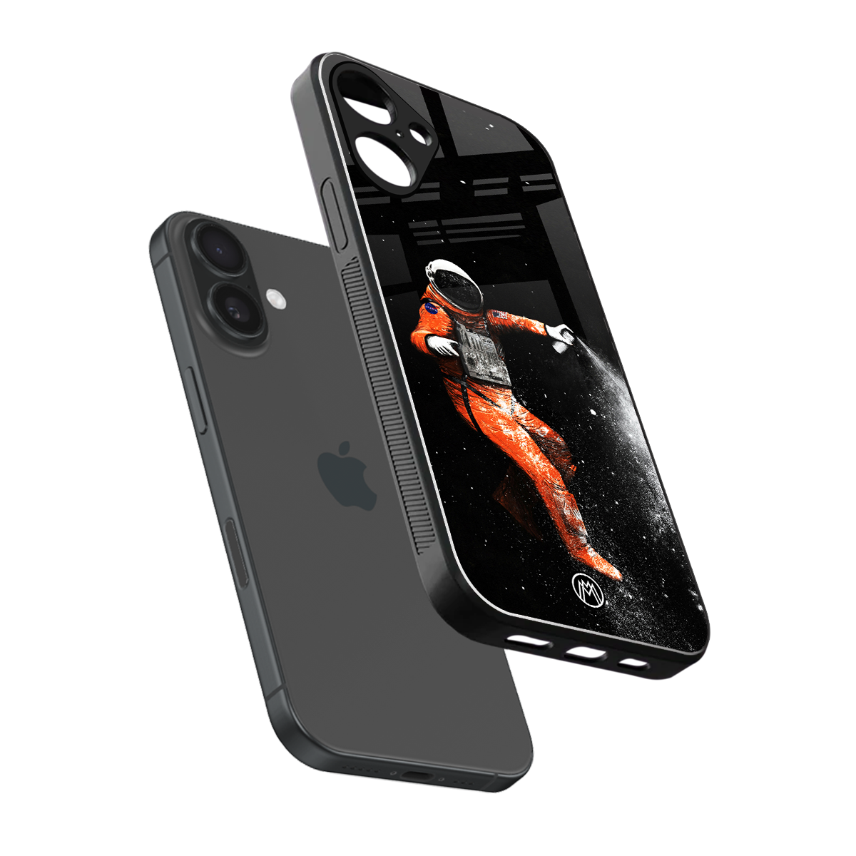 trippy astronaut back phone cover | glass case for iphone 16 plus