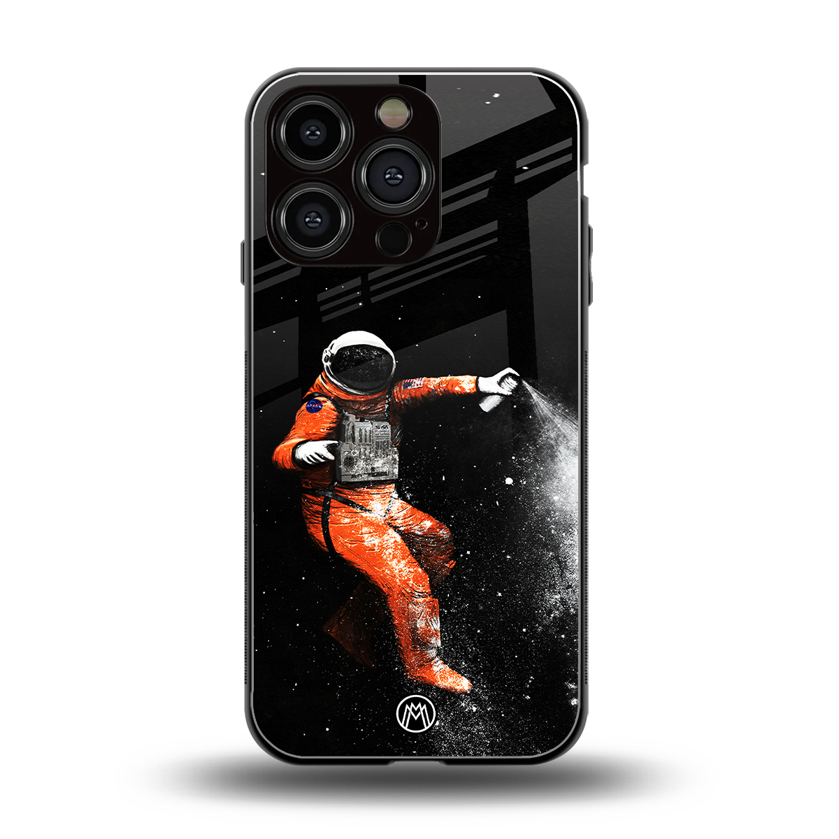 trippy astronaut back phone cover | glass case for iphone 16 pro