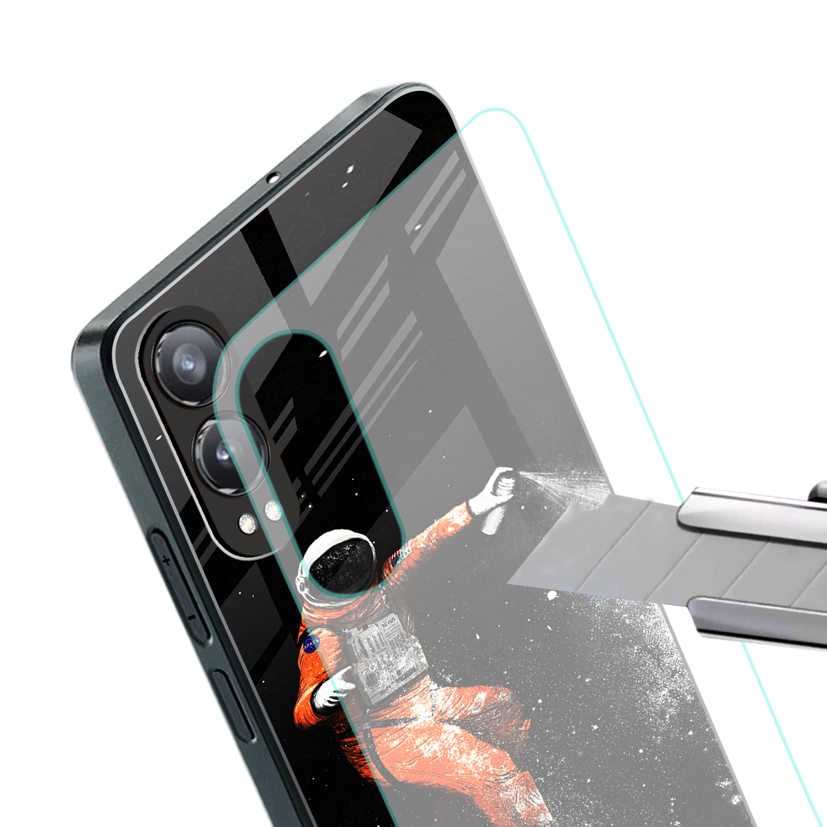 trippy astronaut back phone cover | glass case for oneplus nord ce 4 lite