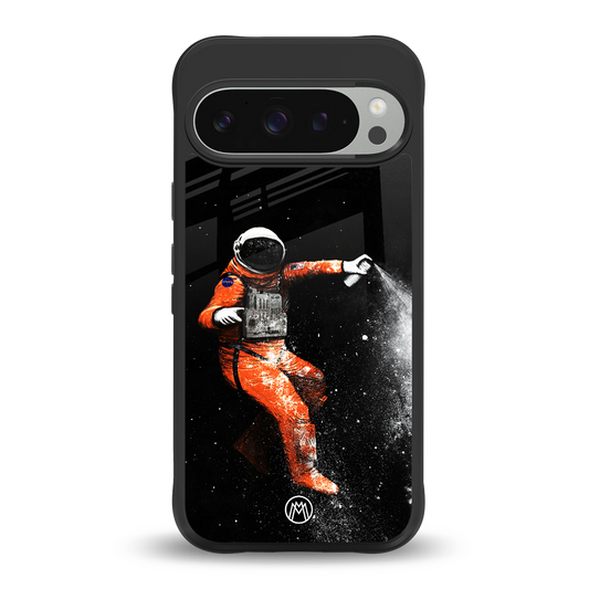 trippy astronaut back phone cover | glass case for google pixel 9 pro