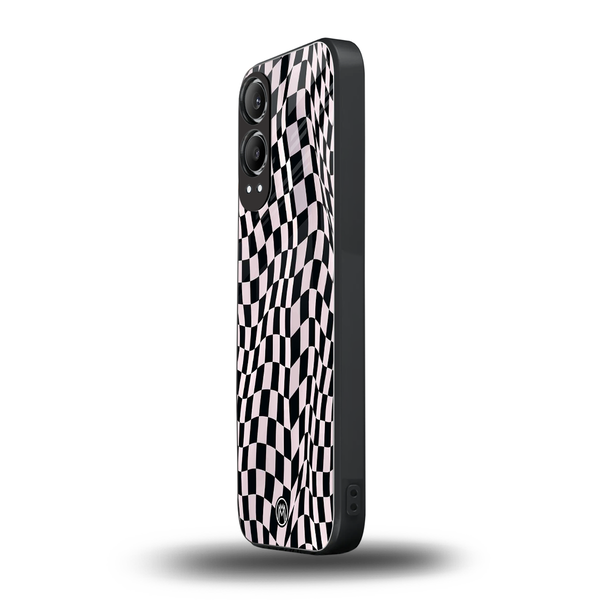 trippy b&w check pattern back phone cover | glass case for oneplus nord ce 4 lite