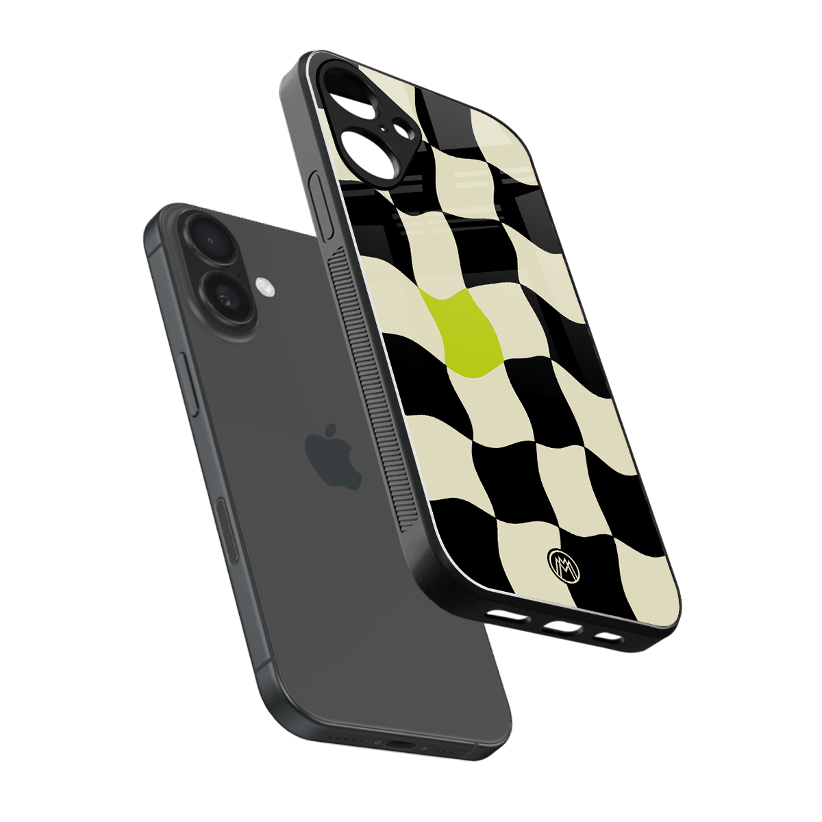 trippy pastel checks back phone cover | glass case for iphone 16 plus