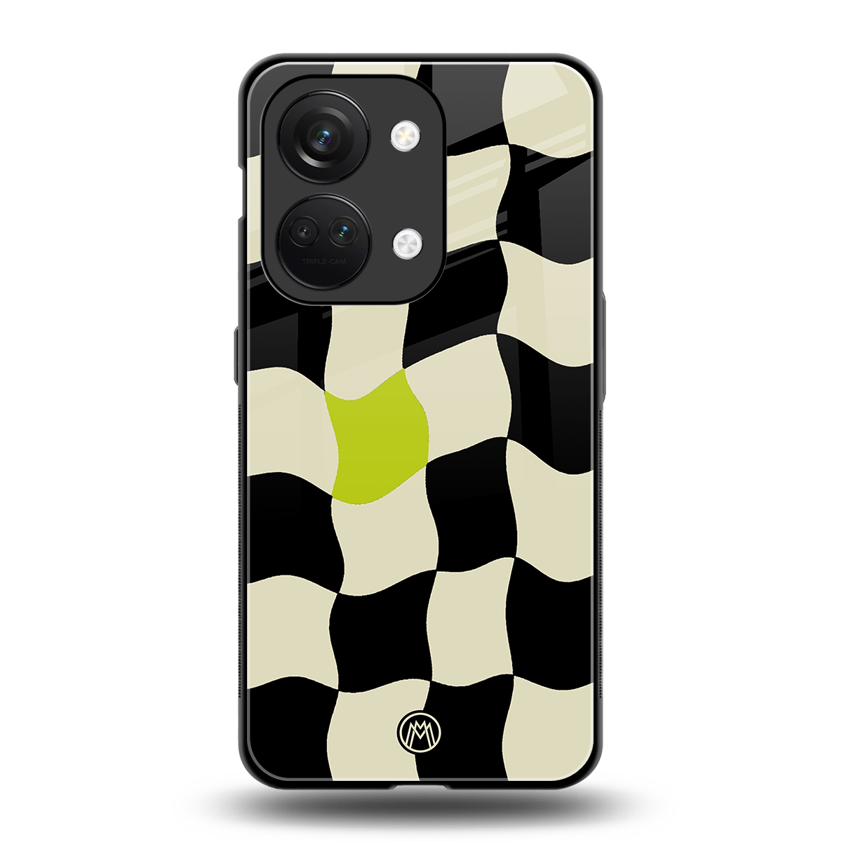 trippy pastel checks back phone cover | glass case for oneplus nord 3
