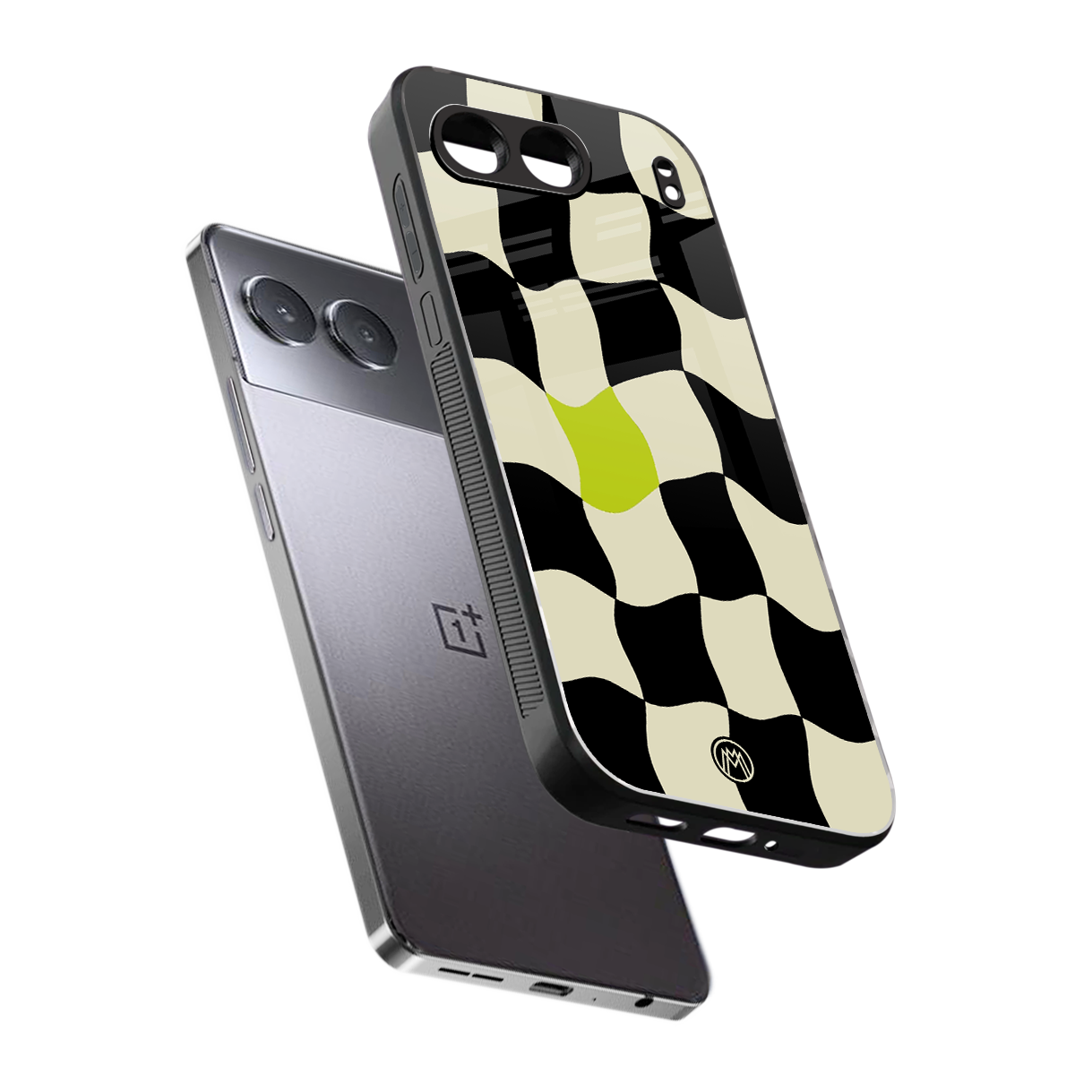 trippy pastel checks back phone cover | glass case for oneplus nord 4