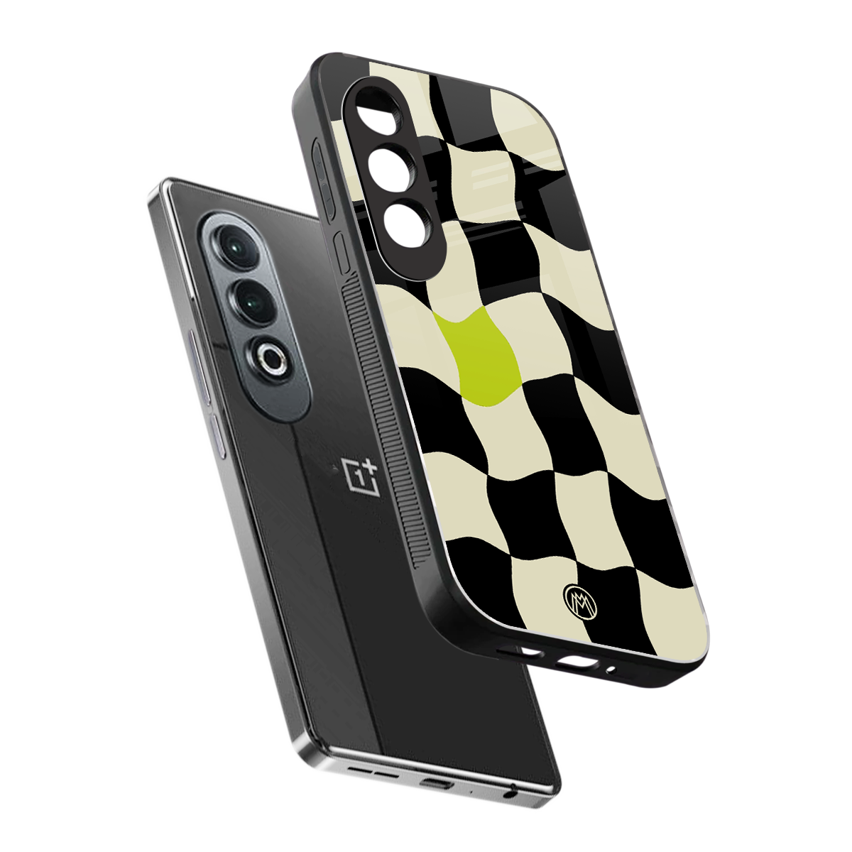 trippy pastel checks back phone cover | glass case for oneplus nord ce 4