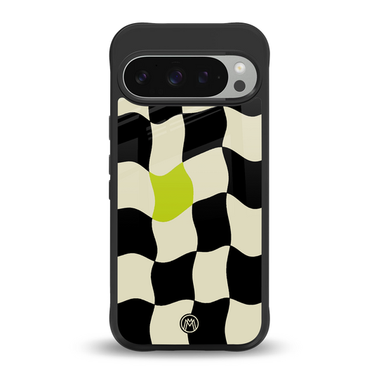 trippy pastel checks back phone cover | glass case for google pixel 9 pro