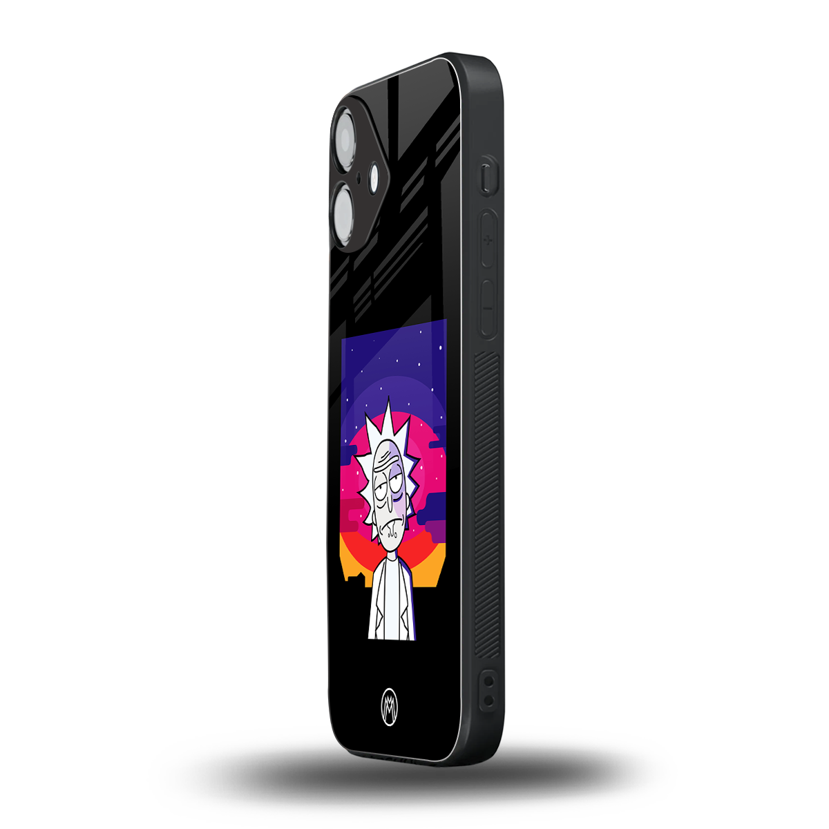 trippy rick sanchez back phone cover | glass case for iphone 16 plus